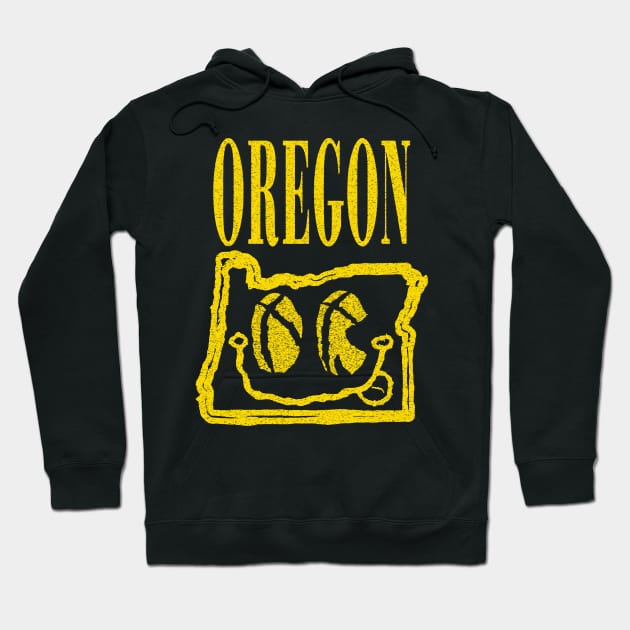 Oregon Grunge Smiling Face Black Background Hoodie by pelagio